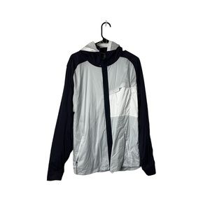 Nike Golf lightweight purple white zip up w/ tuckaway hoodie & multiple pockets